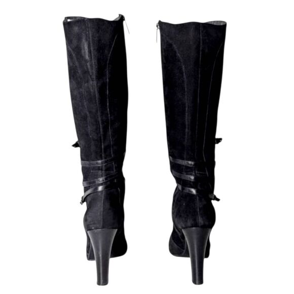 BRUNO MAGLI Black Suede Buckled Over The Knee Boot Size 40 (US Size 10) - Picture 4 of 8